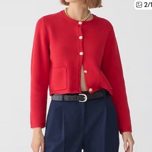 J. Crew Red Cotton Sweater - Picture 2 of 4